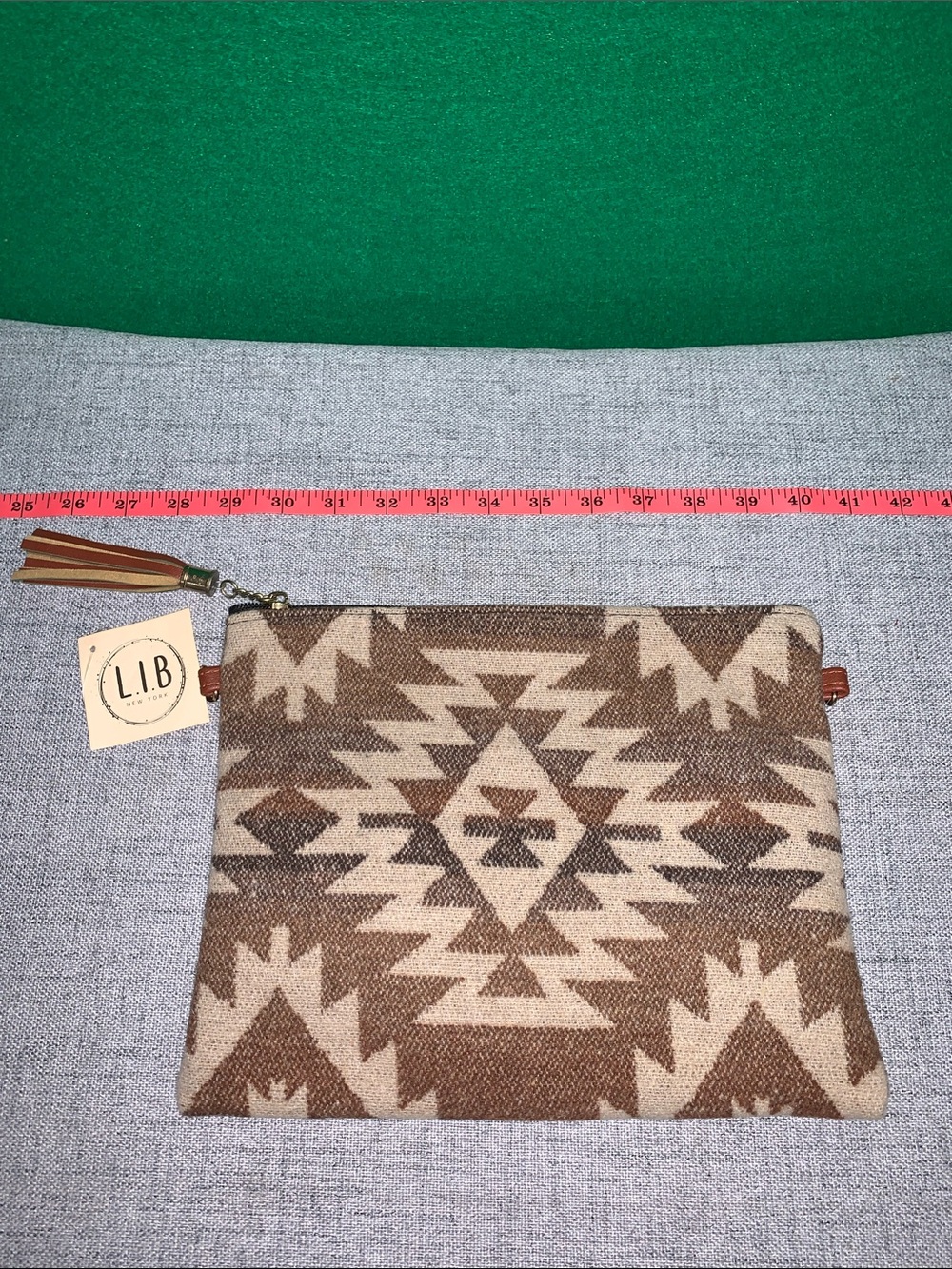 Brown Aztec Canvas Wristlet Clutch